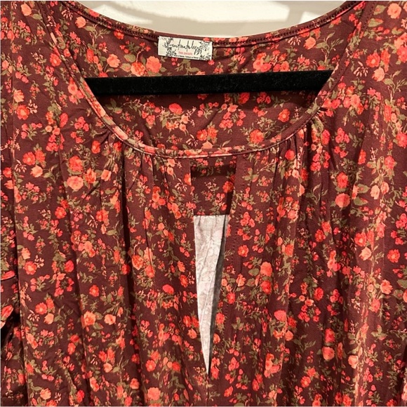 NWT Free People Kaya Floral Printed Long Sleeve Plunge Neckline Bodysuit - Picture 7 of 13